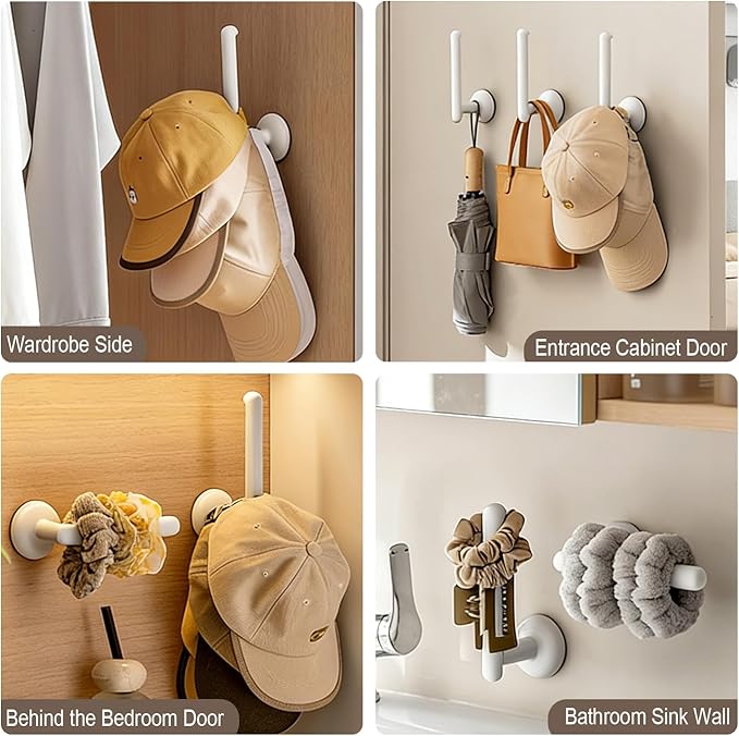 Suction Cup Headband Holder – Wall Mounted Hair Tie & Scrunchie Organizer for Bathroom Vanity, No-Drill Adhesive Hair Accessories Storage for Girls and Women, White-1PCS