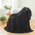 NEWCOSPLAY Super Soft Twin Blanket Black Premium Silky Flannel Fleece 3D Clouds Stylish Jacquard Lightweight Bed Blanket All Season Use 350GSM (Black, Twin(60"x80"))