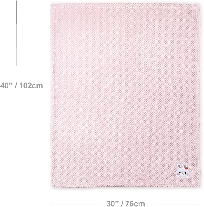 CREVENT 30''X40'' Cute Cozy Fluffy Warm Baby Blanket for Girls Infants Toddlers' Bedding Crib Cot Stroller, Baby Shower Birthday Newborn's Gift Pink- Bunny