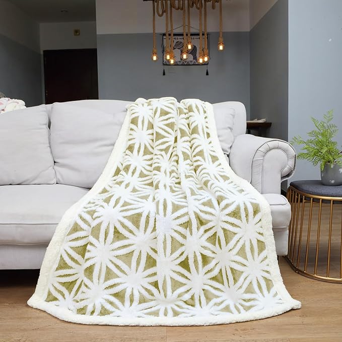 LOMAO Sherpa Fleece Blanket Easter Gifts for Mom Cozy Soft Throw Blanket for Women Men Dual Sided Couch Sofa Bed Blanket (Fruit Green, 60''x80'')