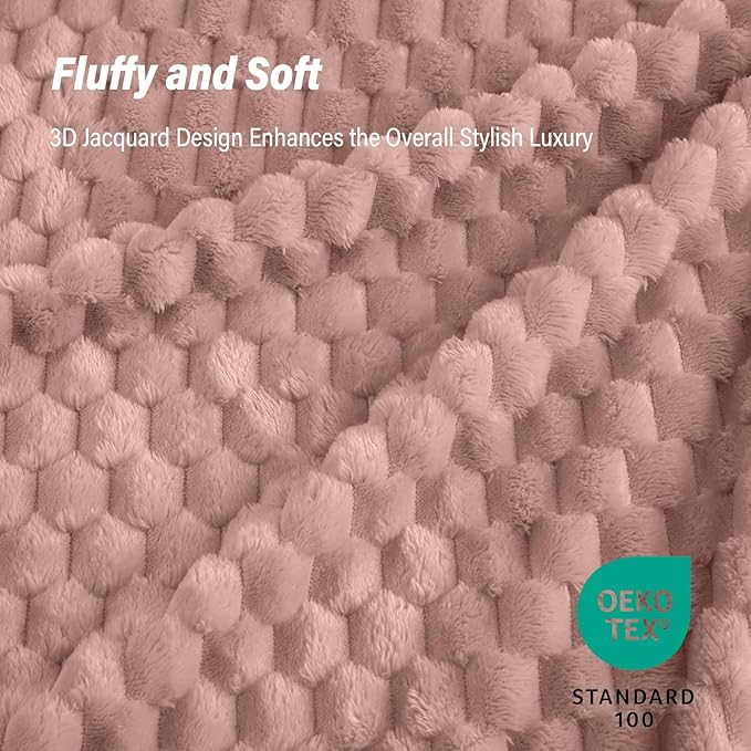Bnuitland Pink Flannel Throw Blanket (50X40 inches), 300 GSM Fleece Cozy Warm Soft Lightweight Bed Sofa Blanket for Babys and Pets, Suitable for All Seasons