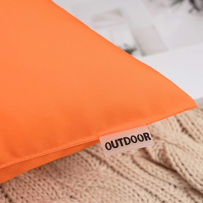 MIULEE Pack of 2 Decorative Outdoor Waterproof Pillow Covers Garden Cushion Sham Throw Pillowcase Shell for Fall Patio Tent Couch 18x18 Inch Orange