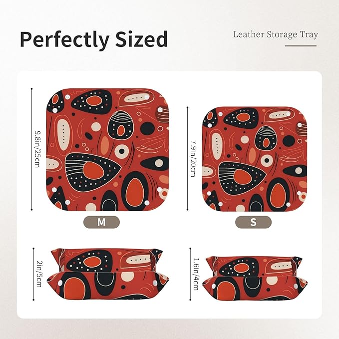 Modern Abstract Artistic Pattern Tray Men's Leather Valet Parking Portable Entrance Trays Bedside Storage Box