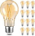 TJOY 12 Pack A19 Vintage LED Edison Bulbs, Dimmable, 60W Equivalent, High Brightness 2200K Amber White, 8W E26 Standard Base, 800 Lumens, CRI80+, Amber Glass Filament Bulb for Home, Farmhouse