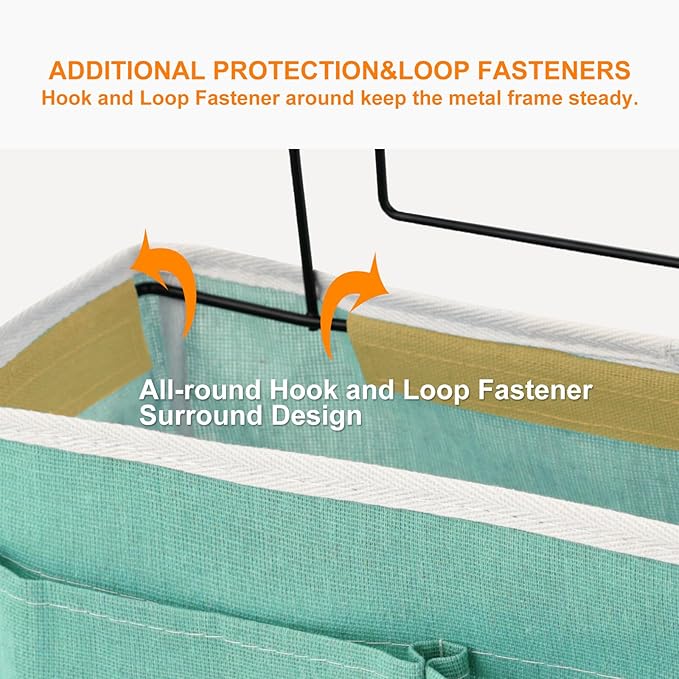 Surblue Bedside Caddy Bedside Storage Bag Hanging Organizer for Bunk, Hospital Beds, Dorm Rooms Bed Rails Camp 4 Pockets and 2 Hooks (Green)