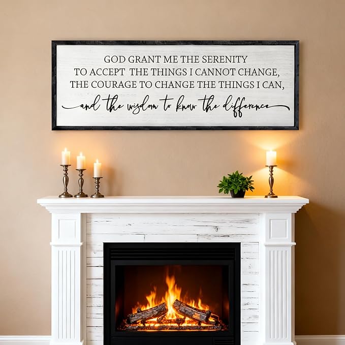 Serenity Prayer Rustic Bible Verse Framed Wall Art, 40''×15'' Positive Religious Christian Saying Sign for God Jesus Christ Prayer, Vintage Horizontal Holy Inspirational Catholic Scripture Decor
