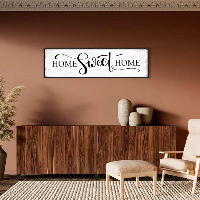 Home Sweet Home Wall Decor Above Bed 16"x48" Framed Large Bedroom Signs Decor for Master Family Room Living Room Dining Room,Modern Farmhouse Ructic Home Sign Behind Couch Wall Decor