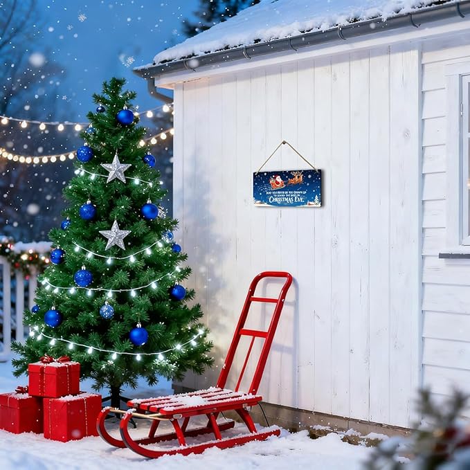 Vintage Christmas Decor Signs, Indoor Retro Christmas Decorations - "May You Never Be Too Grown Up to Search the Skies on Christma Eve" Sign, 6x12 Inch