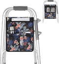 supregear Walker Bag, Universal Seniors Caddy Organizer with Multiple Pockets, Lightweight Accessories for Elderly, Rollators, Wheelchairs and Bedside Rails, Easy to Use Storage Pouch, Floral Black