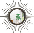 Sunburst Spoked Mirrors for Wall Boho Home Round Wall Art Mirror Classic Metal Modern Hanging Mirror Living Room Hallway Bathroom Bedroom Office Vanity Entryway