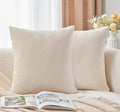 Throw Pillow Covers Neutral Beige Set of 2 20x20 Inch Pillow Covers, Soft Velvet Farmhouse Decorative Pillowcases for Couch Sofa Bed, Home Boho Decor, Modern Cushion Covers