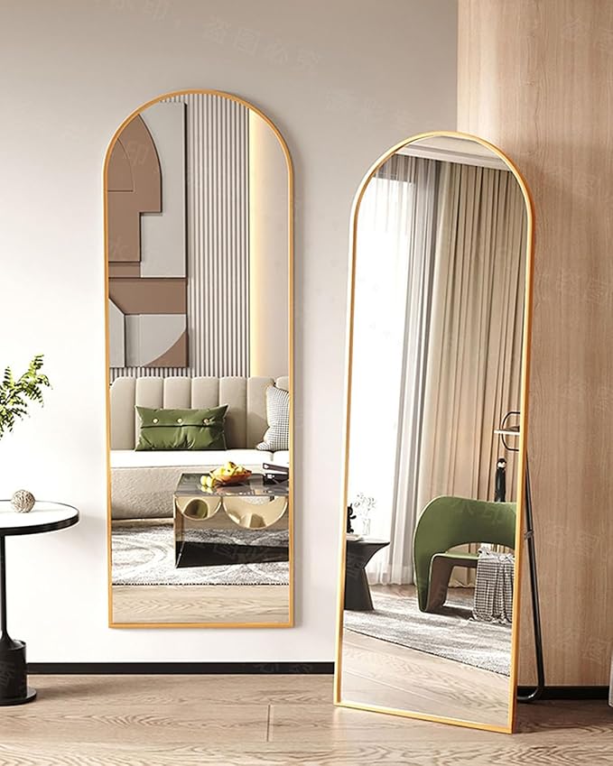 Arched Floor Mirror - Full Length 76"x34", Oversized Wall Mirror for Bedroom & Living Room, Large Gold Standing Mirror, Durable Framed Floor-Length Mirror