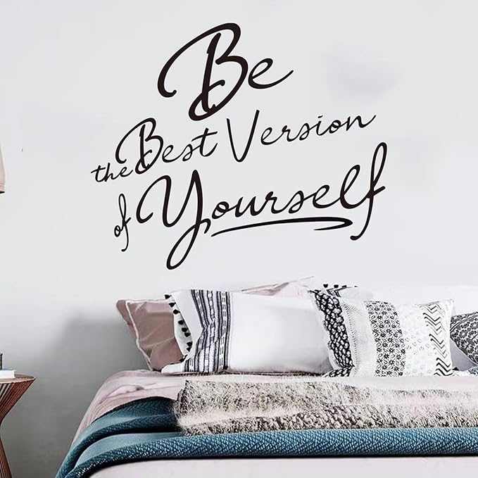 Inspirational Quotes Bathroom Wall Decals : Women Beautiful Home Positive Vinyl Art Wall Stickers - Living Room Bedroom Kitchen Family Wall Decor - Be The Best Version of Yourself 24" X 20"