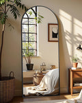 64"x21" Full Length Mirror, Arched Full Body Mirror, Standing Hanging or Leaning Floor Mirror for Bedroom and Living Room, Black