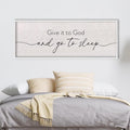 LuZhiQiang Catholic Wall Decor 40"×15" Give It To God And Go To Sleep Sign for Master Bedroom Above Over Bed Religious Faith Home Art Rustic Large Wood Framed Hanging (White)