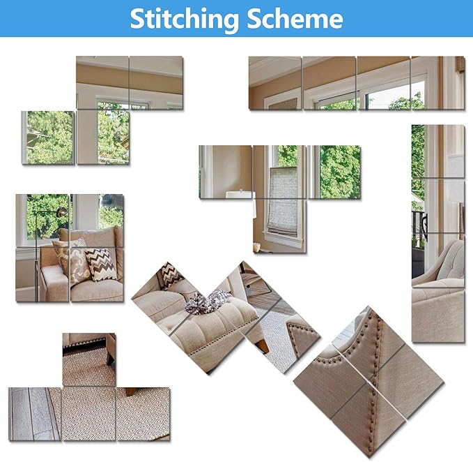 Unbreakable Mirror Tiles Self Adhesive,4PCS 8”x8” Toddler Mirror for Classroom Decor, Peel and Stick On Small Mirrors for Wall Decor, Shatterproof Plastic Mirrors Stickers for Kids Decorative