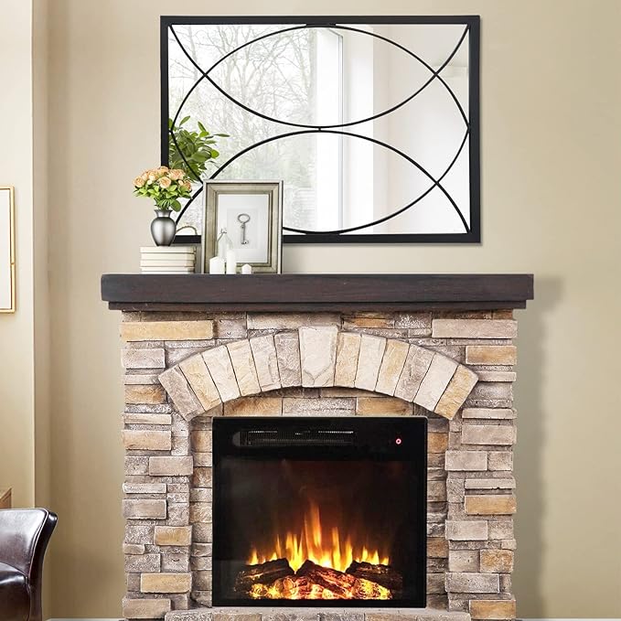 Black Rectangle Wall Mirror, Farmhouse Decorative Mirror for Entryway, Living Room, Dining Room,Bedroom, Hallway, Fireplace, Accent Wall Decor (Black2, 34'' x 24'')