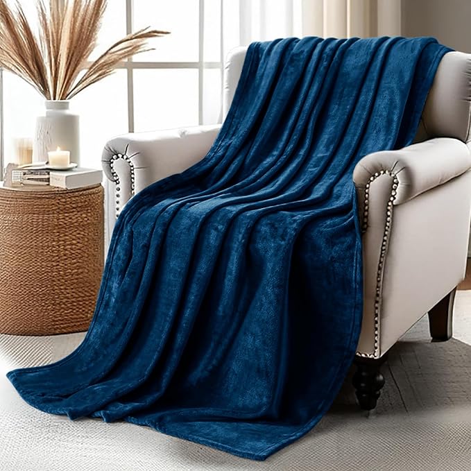 Utopia Bedding Navy Fleece Blanket Throw Size Lightweight Fuzzy Soft Anti-Static Microfiber Bed Blanket (60x50 Inch)