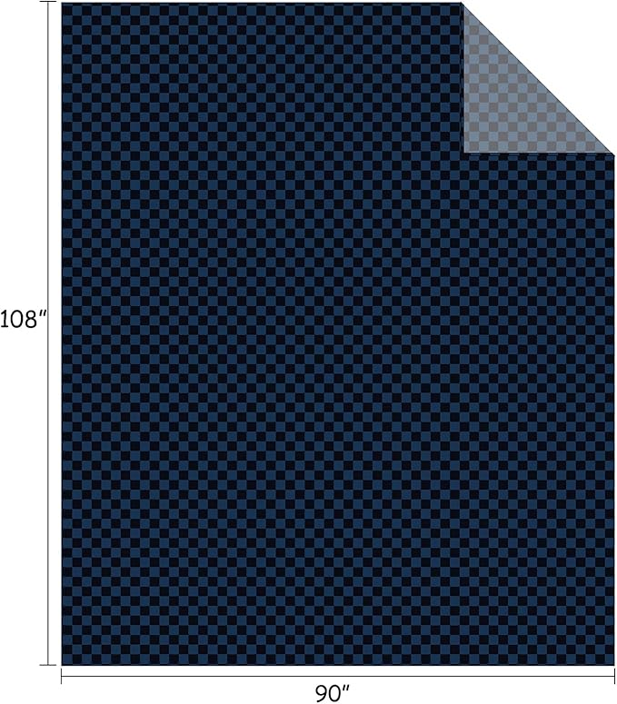 FY FIBER HOUSE Checkered Flannel Fleece Throw Blanket King Size Soft Cozy Checkerboard Grid Print Chessboard Pattern Blankets for Bed Couch Sofa, 90"x108", Navy