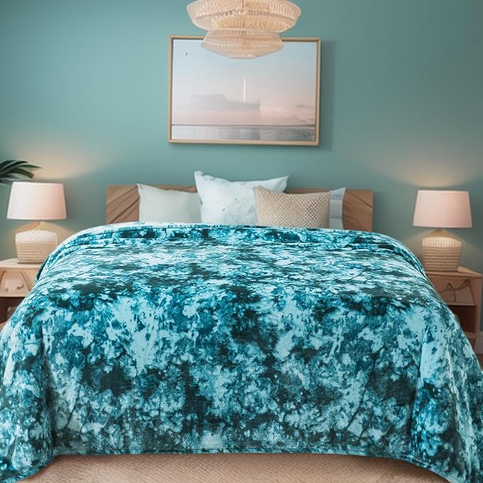 Richave Fuzzy Blanket Queen Size - Teal, Premium Lightweight Anti-Static, Plush and Furry Faux Fur, Reversible Queen Blankets for Queen Full Bed, 90x90 Inches,Teal