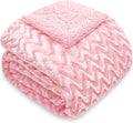 Whale Flotilla Faux Fur Sherpa Twin Size Blanket for Bed, Cozy Reversible Fuzzy Fluffy Plush Blankets for All Season, Warm and Soft, 60x80 Inch, Pink