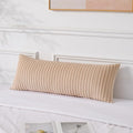 UGASA 14x36 Inch Pillow Cover Pack of 1 Soft Boho Stripe Corduroy Large Long Rectangular Lumbar Cushion Cover Farmhouse Decorative Throw Pillowcase for Bed, Couch, Sofa, Bedroom, Living Room, Beige