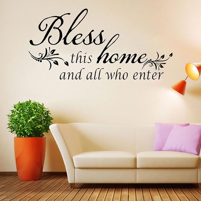 Wall Stickers, Family Letter Quote Water-Proof Home Decor Wall Sticker, Removable Vinyl Decal Art Mural for Living Room Bedroom - Bless This Home