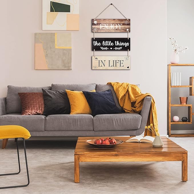 Jetec Decorative Signage, Wooden Wall Decor 'Enjoy The Little Things in Life', Rustic Brown Series