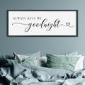 SRSZHIYUE Romantic Always Kiss Me Goodnight Sign Wall Decor 40"×15" for Love Theme Master Bedroom Above Bed Simple Modern Farmhouse Large Wood Framed Wall Horizontal Art Hanging (Black)