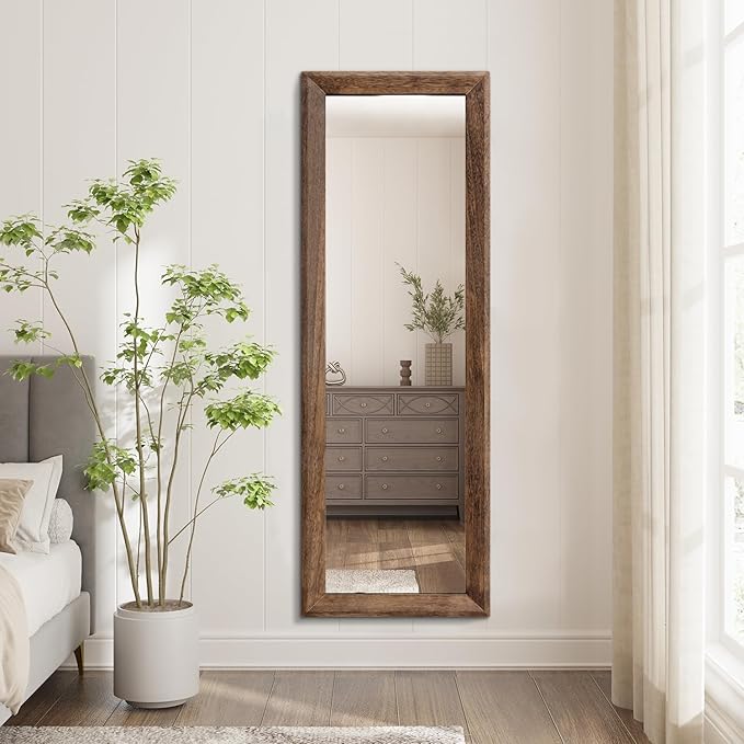 AAZZKANG Hanging Mirror Full Length Retro Large Wooden Framed Full Body Mirrors 47"x16" for Bedroom Living Room Bathroom Wall Mounted Vertically or Horizontally