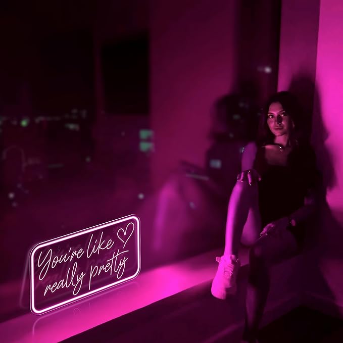 You're Like Really Pretty Neon Sign for Wall Decor, Pink LED Neon Lights Signs Neon Light Up Sign for Bedroom, Salon, Wedding Party - Best Gifts for Teen Girls