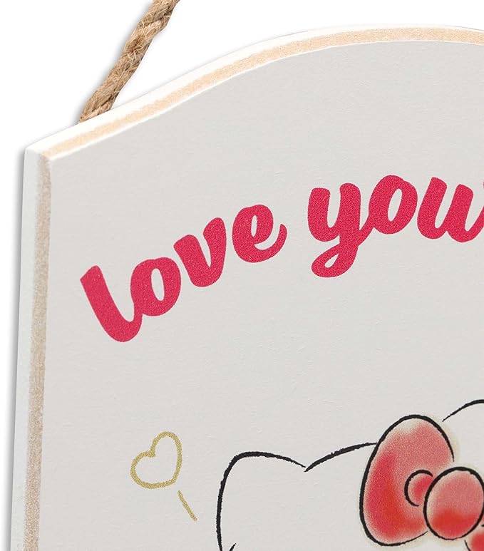 Hello Kitty Love Yourself Hanging Wood Wall Decor - Cute Hello Kitty Sign for Bedroom or Play Room