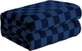FY FIBER HOUSE Checkered Flannel Fleece Throw Blanket Soft Cozy Checkerboard Grid Print Chessboard Gingham Pattern Blankets for Bed Couch Sofa, 60"x80", Navy