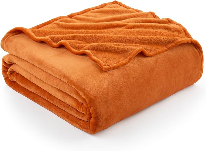 Hansleep Fleece Orange Twin Blanket, Super Soft Flannel Fuzzy Plush Cozy Blanket for All Seasons, Orange, Twin 60x80 Inches