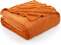 Hansleep Fleece Orange Twin Blanket, Super Soft Flannel Fuzzy Plush Cozy Blanket for All Seasons, Orange, Twin 60x80 Inches