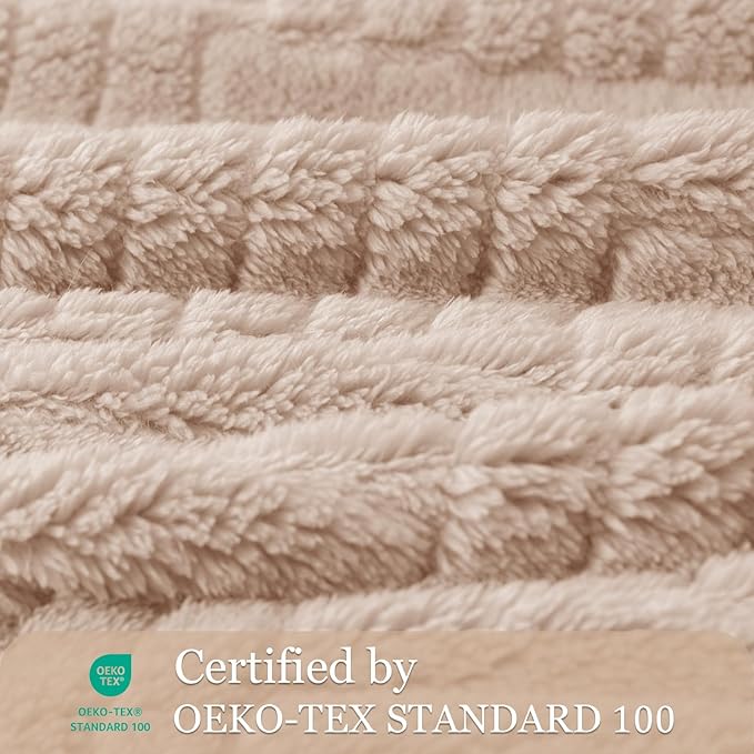 Whale Flotilla Lightweight Fleece King Size Blanket for Bed, Fuzzy Soft Blankets with Decorative Jacquard Pattern for All Season, Warm and Fluffy, 90x104 Inch, Camel