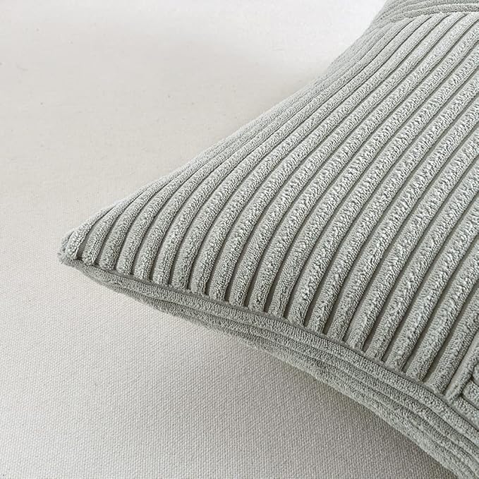 Fancy Homi 2 Packs Grey Euro Decorative Throw Pillow Covers 26x26 Inch for Couch Bed, Rustic Farmhouse Boho Home Decor, Soft Corss Corduroy Patchwork Textured Square Gray Cushion Case 66x66 cm