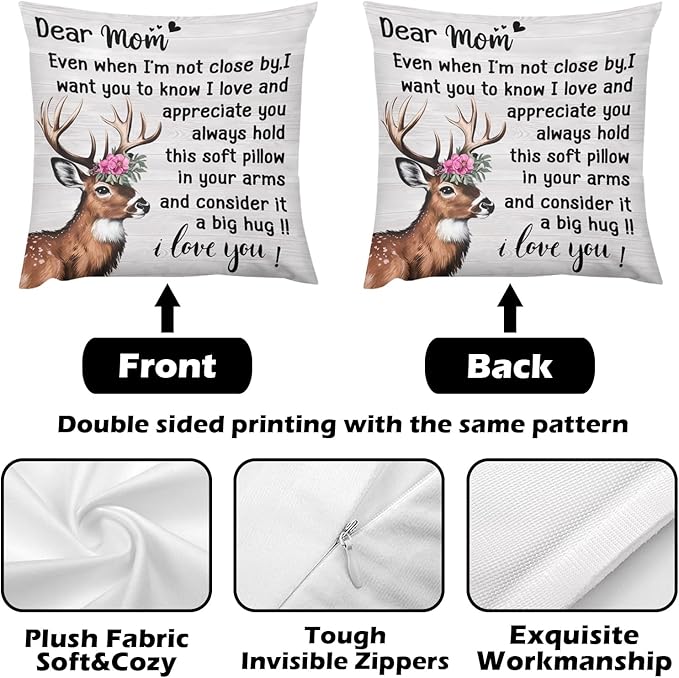 ITFRO Mom Gift Flannel Fleece Throw Blanket Pillow Cover Set 50x60 Inch Ultra Soft Polyester Blanket 18x18 Inch Plush Pillow Case All Seasons for Mother's Day Birthday Christmas (Mom)
