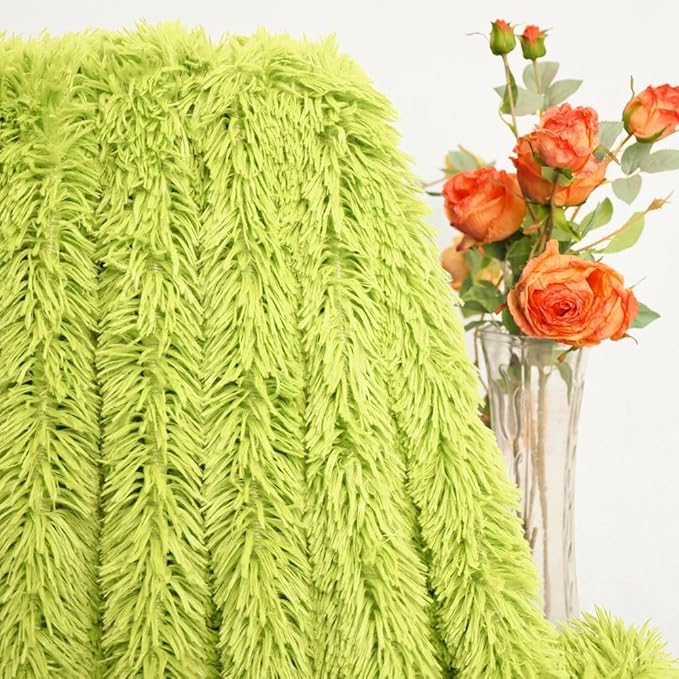Plush Super Soft Blanket Bedding Sofa Cover Furry Fuzzy Fur Warm Throw Qulit Cozy Couch Blanket for Winter (63"x79",Yellow Green)