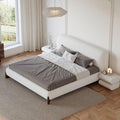 homary Queen Size Upholstered Bed with 2 Two-Drawer Nightstands – Modern Bedroom Set with Wireless Charging, USB Ports, Faux Leather & Bouclé Upholstered Bed Frame with Headboard