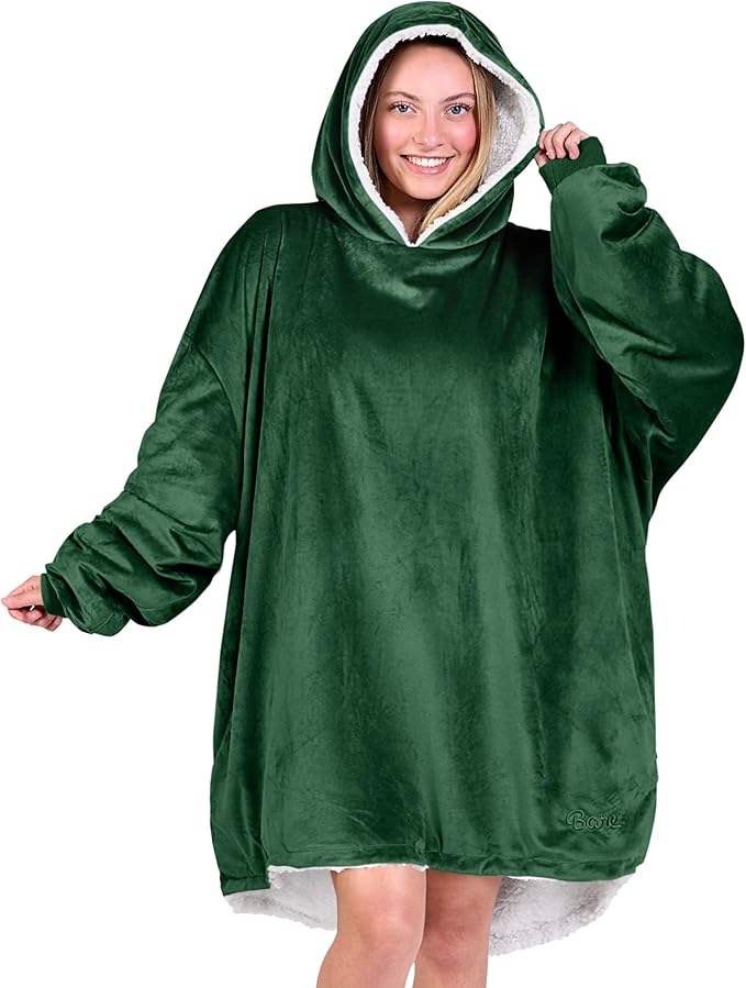 Bare Home Wearable Blanket Hoodie - Soft Plush Sherpa - Warm and Cozy - Oversized Wearable Blanket - Adult & Kid Sizes