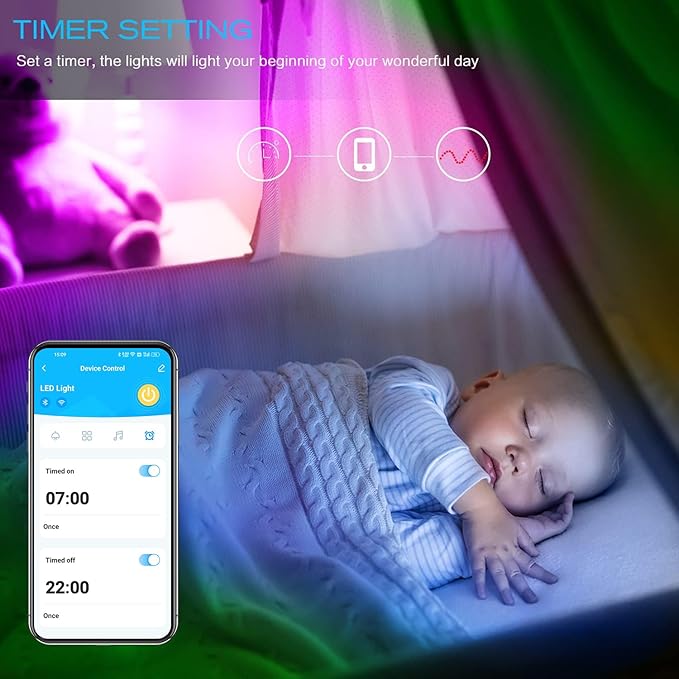 DAYBETTER RGB Led Light Strips Kit Compatible with Alexa and Google Assistant, Smart WiFi Led Strip Lights for Bedroom, Room, Decor, Kitchen, Home Party Decoration (100FT)