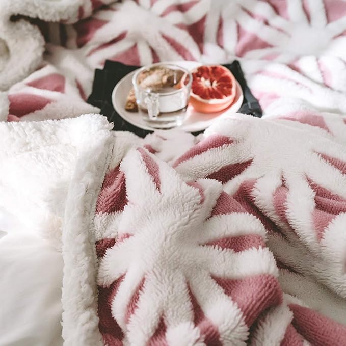 LOMAO Sherpa Fleece Blanket Easter Gifts for Mom Cozy Soft Throw Blanket for Women Men Dual Sided Couch Sofa Bed Blanket (Pink, 71''x80'')
