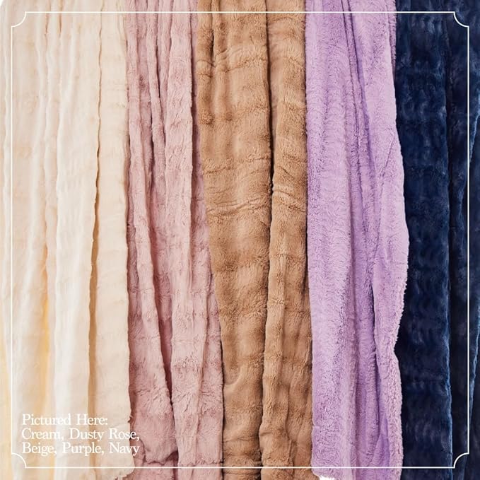 The Connecticut Home Co Throw Blanket for Couch, Soft Fluffy Room Decor, Cozy Warm Throws for Bed, Couches, Gifts for Women, Bedroom Cute Aesthetic Blankets Faux Fur and Sherpa, 65x50, Dusty Rose