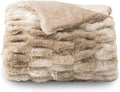 EVERGRACE Luxurious Soft Faux Rabbit Fur Throw Blanket, Cozy Fuzzy Plush Warm Throws for Couch Bed Sofa Chair Home Decor, Ruched Bubble Fluffy Blanket with Reversible Velvet, 60" x 80", Beige