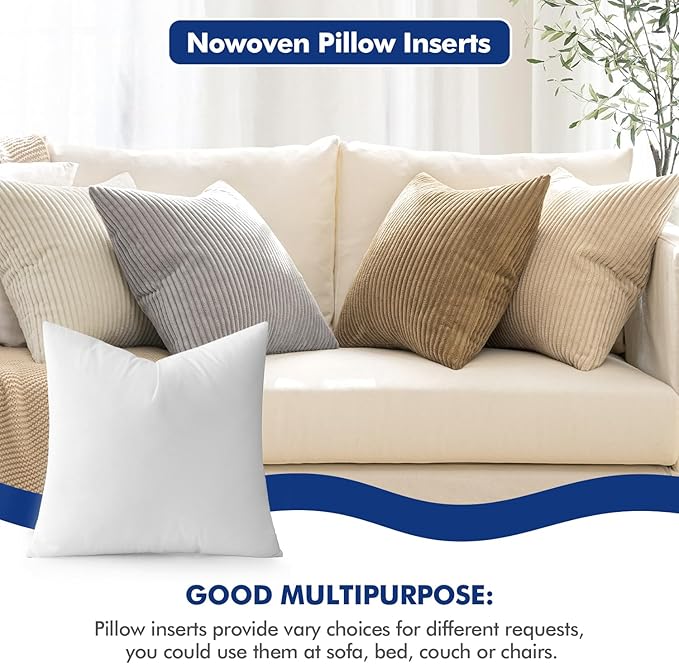 MIULEE 16x16 Pillow Inserts Set of 2, Square Decorative Throw Pillows Premium Fluffy Pillow Forms Sham Stuffer for Living Room Sofa Couch Bed