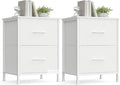 SONGMICS BELLAH Collection - Dressers for Bedroom, Chest of Drawers, Nightstands, 2 Drawers, Storage Organizer Unit, Closet, Entryway, Set of 2, Modern, Cloud White and Snow White ULGS112WH03S