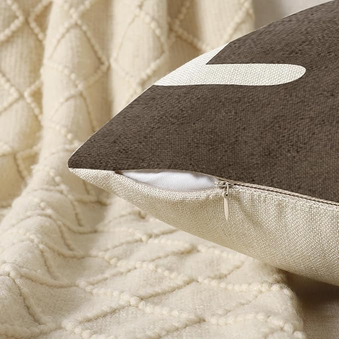 YCOLL Farmhouse Pillow Covers 18x18 Set of 4 Throw Pillow Covers Rustic Linen Decorative Pillows Square Cushion Covers for Couch Sofa Bedroom Home Decor