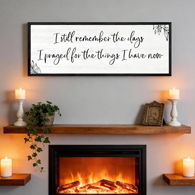 I Still Remember the Days Framed Wall Art - 40x15 Inch Wooden Inspirational Quote Sign, Gratitude & Faith-Inspired Home Decor for Living Room Bedroom Entryway, Black