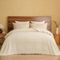 PHF Ultra Soft Sherpa Fleece Blanket Queen Size 90" x 90", 510GSM Fleece Lightweight Yet Warm Blanket for Winter Bed, No Shedding, No Pilling, Tufted Jacquard for Luxury Home Decor, Natural Cream